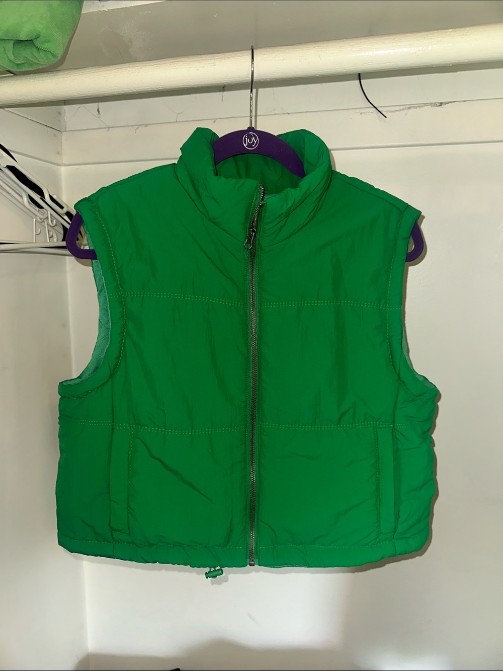 Thread & Supply Bright Green Cropped Puffer Vest